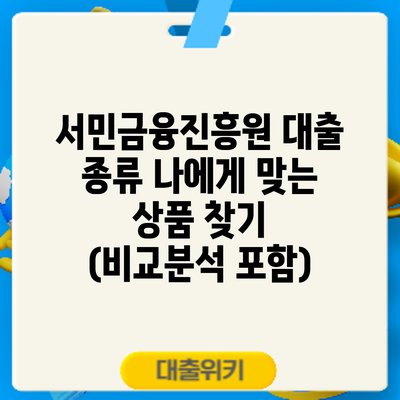 서민금융진흥원 대출 종류: 나에게 맞는 상품 찾기 (비교분석 포함)