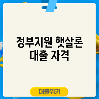 정부지원 햇살론 대출 자격