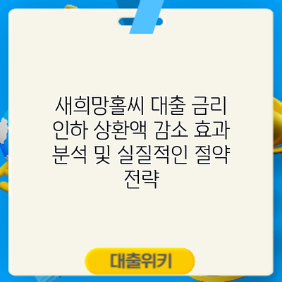새희망홀씨 대출 금리 인하: 상환액 감소 효과 분석 및 실질적인 절약 전략