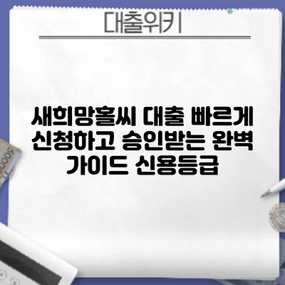 새희망홀씨 대출 빠르게 신청하고 승인받는 완벽 가이드: 신용등급