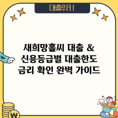 새희망홀씨 대출 & 신용등급별 대출한도 금리 확인 완벽 가이드