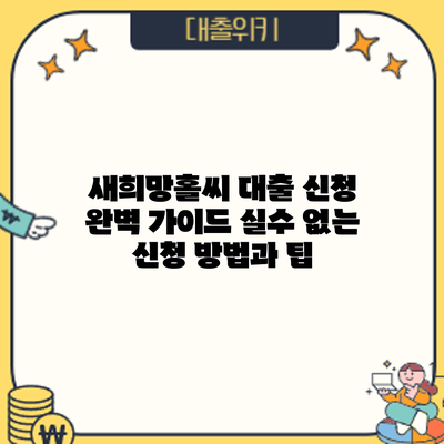 새희망홀씨 대출 신청 완벽 가이드: 실수 없는 신청 방법과 팁