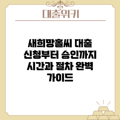 새희망홀씨 대출 신청부터 승인까지: 시간과 절차 완벽 가이드