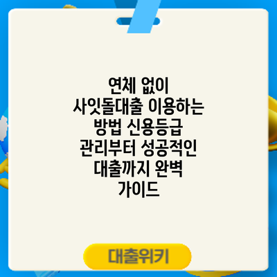 연체 없이 사잇돌대출 이용하는 방법: 신용등급 관리부터 성공적인 대출까지 완벽 가이드