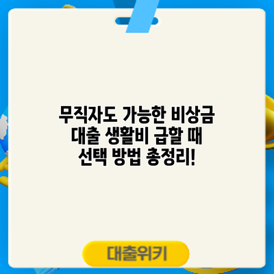 무직자도 가능한 비상금 대출? 생활비 급할 때 선택 방법 총정리!