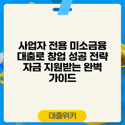 사업자 전용 미소금융 대출로 창업 성공 전략: 자금 지원받는 완벽 가이드
