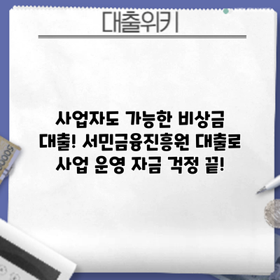 사업자도 가능한 비상금 대출! 서민금융진흥원 대출로 사업 운영 자금 걱정 끝!