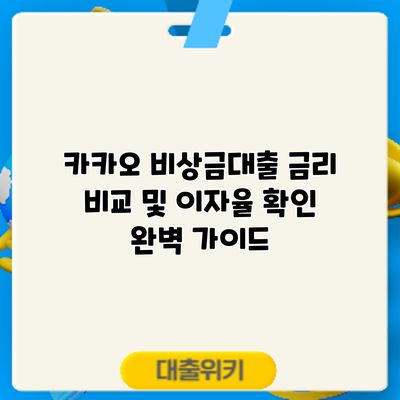 카카오 비상금대출 금리 비교 및 이자율 확인 완벽 가이드