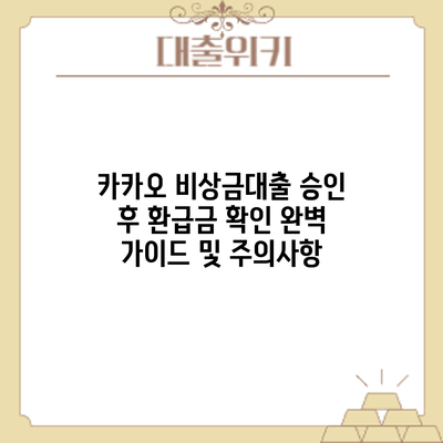 카카오 비상금대출 승인 후 환급금 확인: 완벽 가이드 및 주의사항