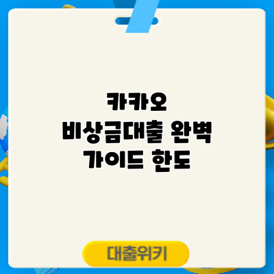 카카오 비상금대출 완벽 가이드: 한도