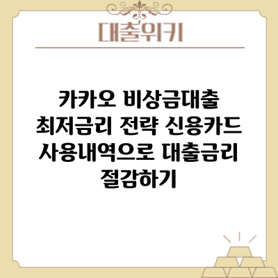 카카오 비상금대출 최저금리 전략: 신용카드 사용내역으로 대출금리 절감하기