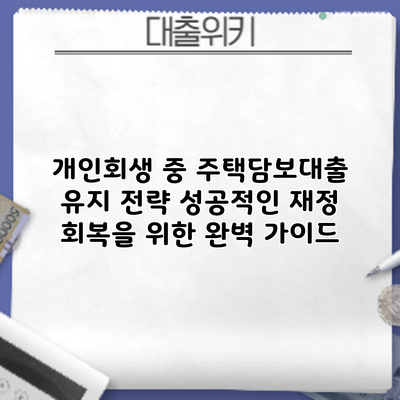개인회생 중 주택담보대출 유지 전략: 성공적인 재정 회복을 위한 완벽 가이드