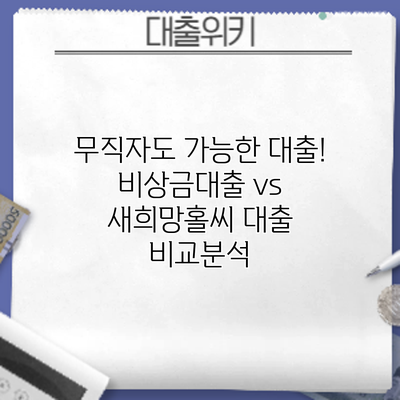 무직자도 가능한 대출! 비상금대출 vs 새희망홀씨 대출 비교분석
