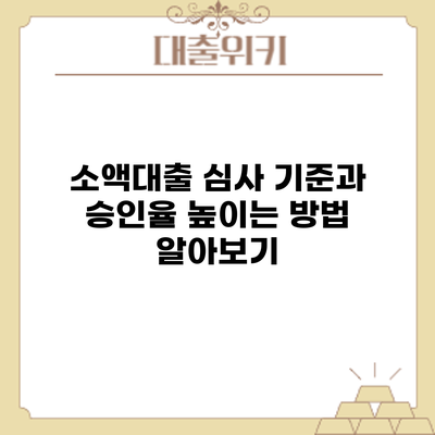 소액대출 심사 기준과 승인율 높이는 방법 알아보기