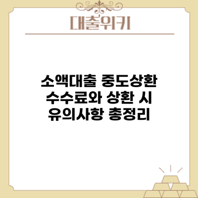 소액대출 중도상환 수수료와 상환 시 유의사항 총정리