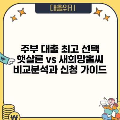 주부 대출 최고 선택: 햇살론 vs 새희망홀씨 비교분석과 신청 가이드
