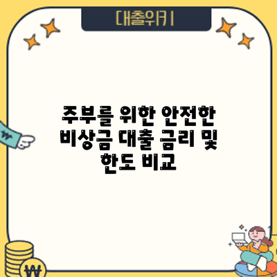 주부를 위한 안전한 비상금 대출: 금리 및 한도 비교