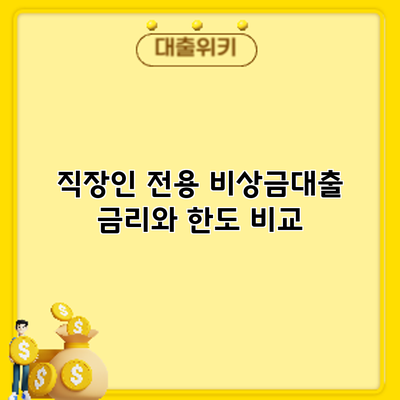 직장인 전용 비상금대출: 금리와 한도 비교