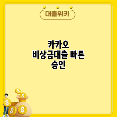 카카오 비상금대출 빠른 승인