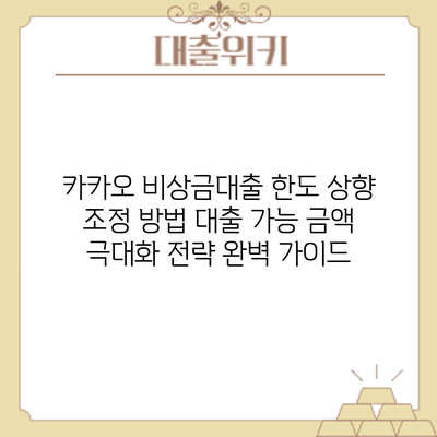 카카오 비상금대출 한도 상향 조정 방법: 대출 가능 금액 극대화 전략 완벽 가이드