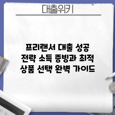 프리랜서 대출 성공 전략: 소득 증빙과 최적 상품 선택 완벽 가이드