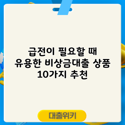 급전이 필요할 때 유용한 비상금대출 상품 10가지 추천