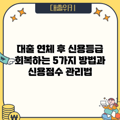대출 연체 후 신용등급 회복하는 5가지 방법과 신용점수 관리법