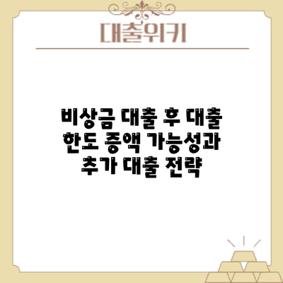 비상금 대출 후 대출 한도 증액 가능성과 추가 대출 전략